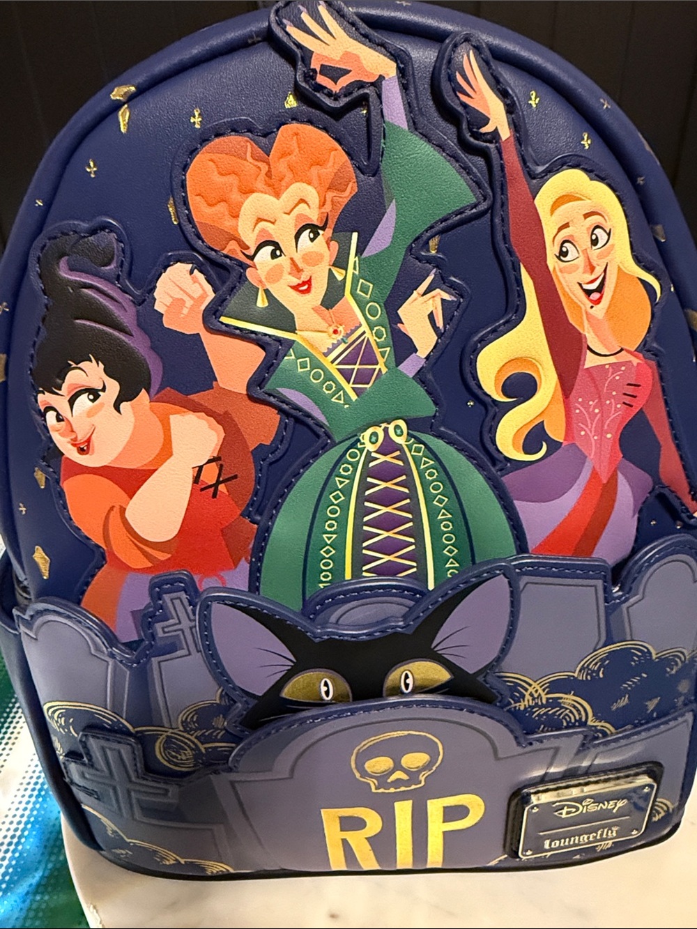 Loungefly Navy Hocus Pocus 2 Mini Backpack with Colorful Character Art - Picture 3 of 10